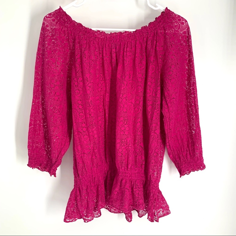 Izod beautiful bright fuchsia 3/4 sleeve blouse
